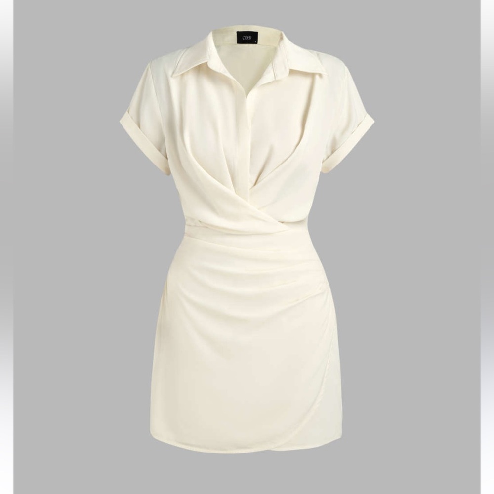 Cider Collar Wrap Buckle Mini Dress